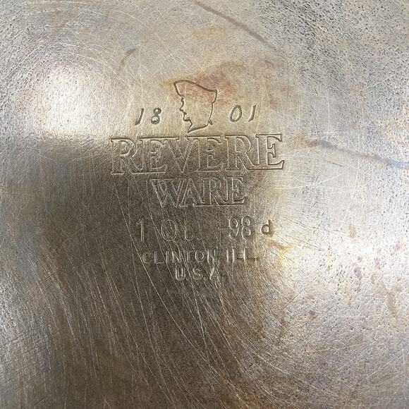 2 Vintage Revere Ware 1950's Copper 1 Qt & 2 Qt Pots With Handle & Ring NO LIDS - Picture 6 of 12